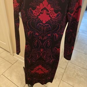 Felicity & Coco Elegant Red and Black Long Sleeve Dress